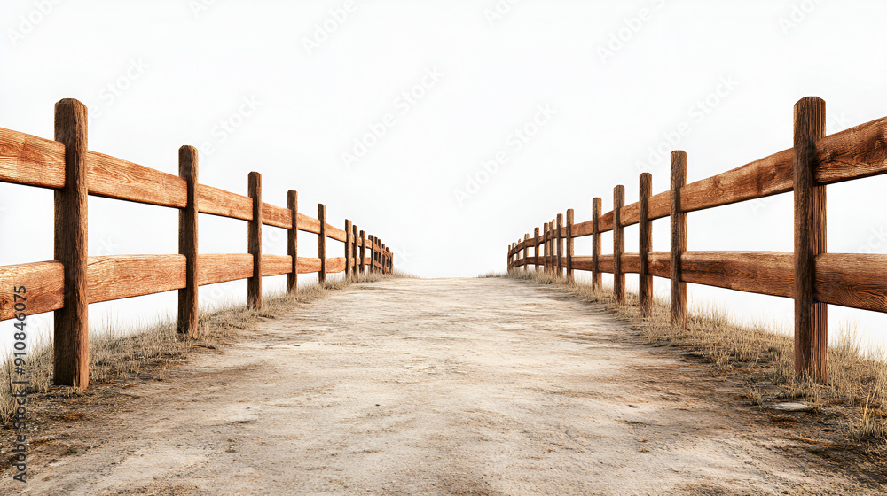 Obraz premium 3D Wooden Farm Fence in Reddish Wood 