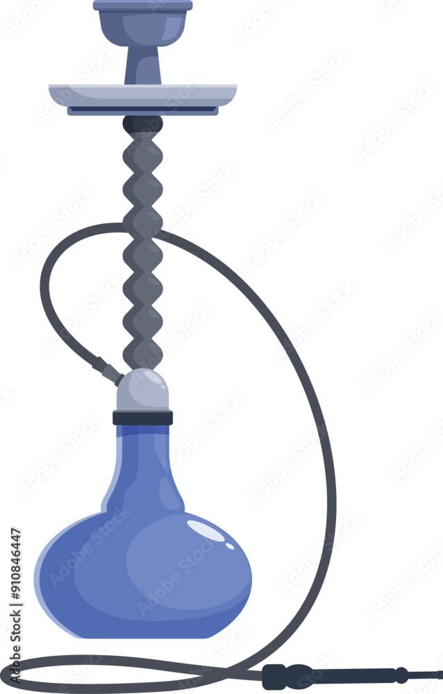 Blue traditional hookah standing with flexible hose isolated on white background Blue traditional hookah standing with flexible hose isolated on white background