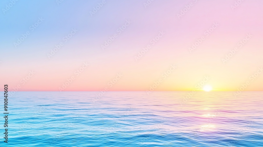 A stunning sunrise over a calm ocean, with soft pastel colors reflecting on the water, creating a serene and peaceful atmosphere. A stunning sunrise over a calm ocean, with soft pastel colors reflecting on the water, creating a serene and peaceful atmosphere.