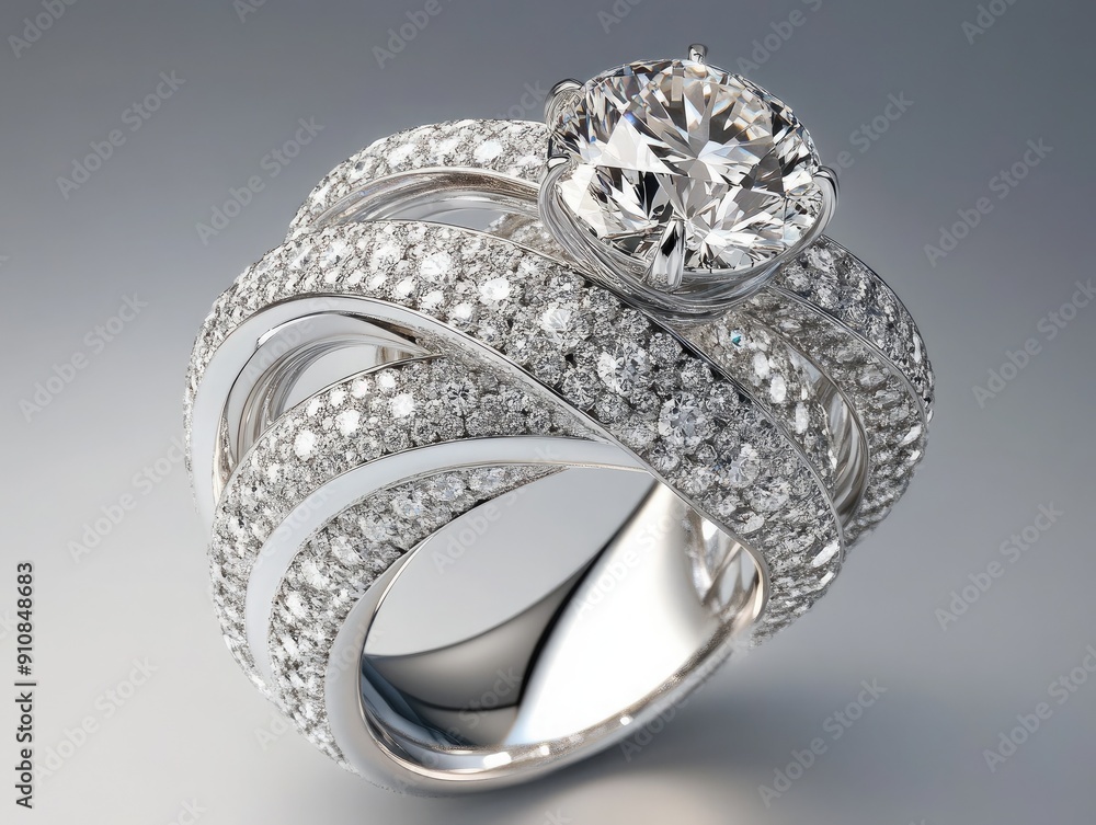 3D platinum and diamond jewelry, exquisite and high-end 3D platinum and diamond jewelry, exquisite and high-end