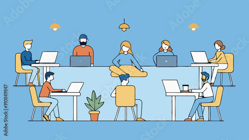 concept of the coworking center business meeting vector illustration