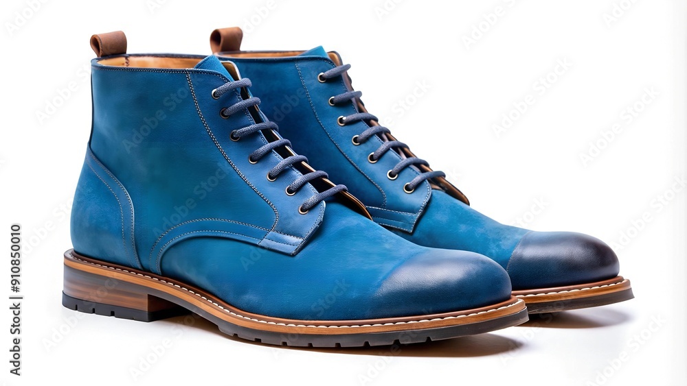 Global Explorer: Blue Suede Boots with Leather Detailing generative AI Global Explorer: Blue Suede Boots with Leather Detailing generative AI
