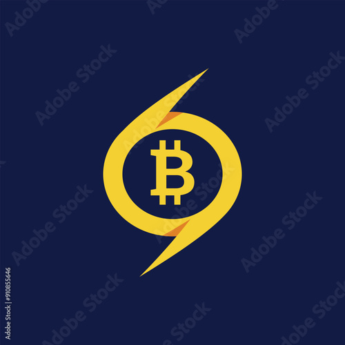 Cryptocurrency Bitcoin Logo Vector Template. Modern Bitcoin logo design. This design can be used for crypto trade, blockchain sites and apps
