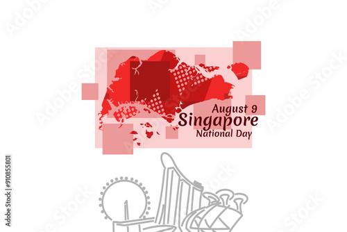 August 9, Singapore national day vector illustration. Suitable for greeting card, poster and banner.