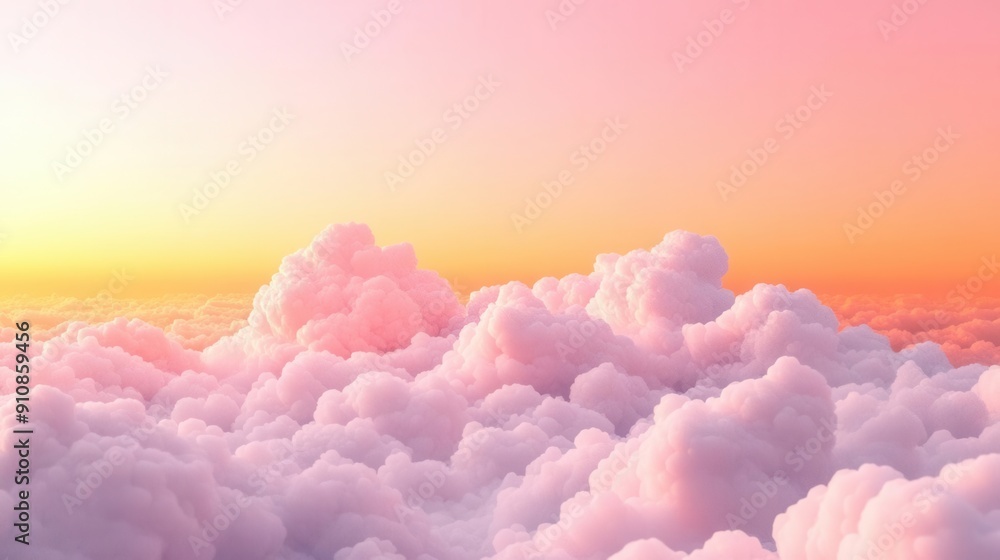 Soft, fluffy clouds in a gradient sky of pink and orange Soft, fluffy clouds in a gradient sky of pink and orange