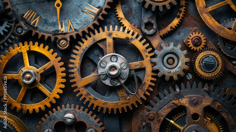 Rusty antique clock mechanism Rusty antique clock mechanism