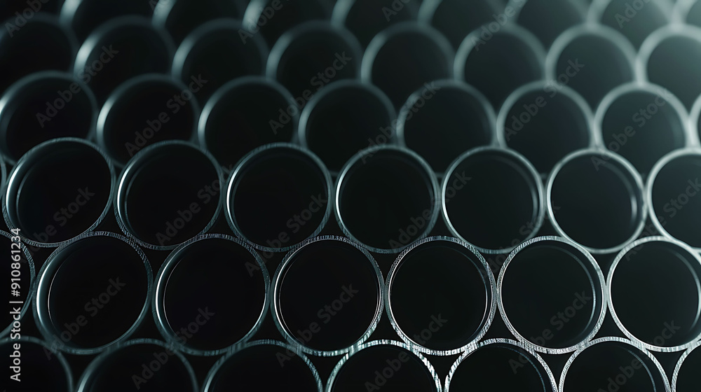 Close-up of Stacked Circular Metal Pipes Close-up of Stacked Circular Metal Pipes