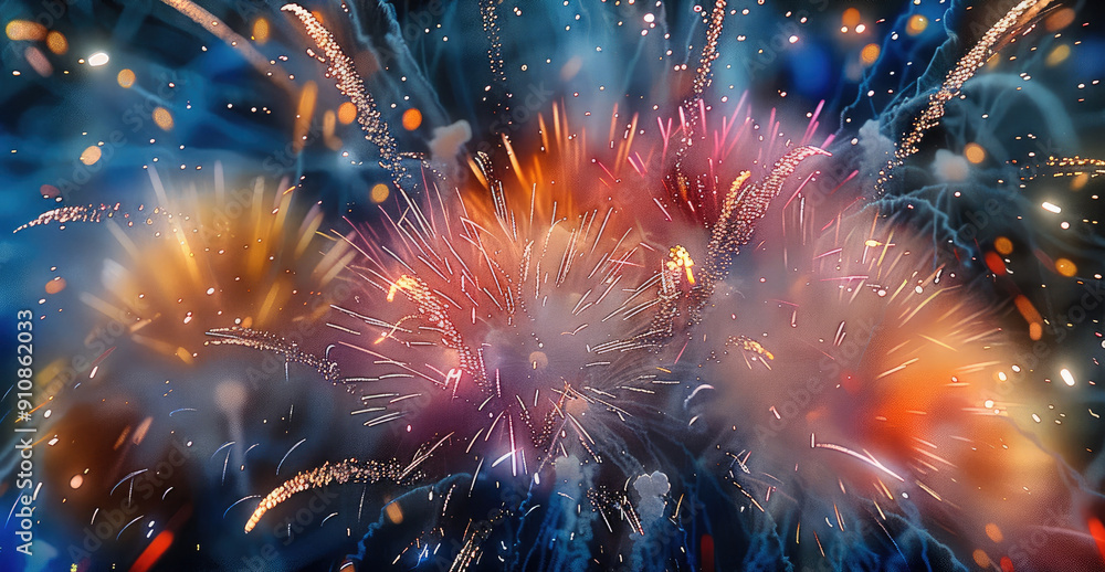 Fototapeta premium High-definition quality, brilliant fireworks, and multiple colors. Generative AI.