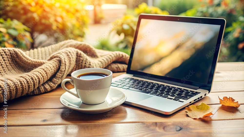 Coffee Break: A Cozy Laptop and Coffee Cup Arrangement Generative AI Coffee Break: A Cozy Laptop and Coffee Cup Arrangement Generative AI