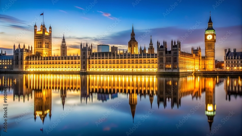 Obraz premium The Houses of Parliament: A Starry Night in London Generative AI