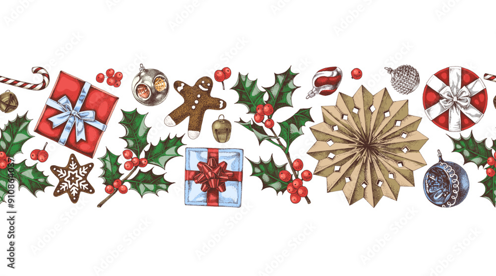 Christmas seamless border made with clipping mask Christmas seamless border made with clipping mask