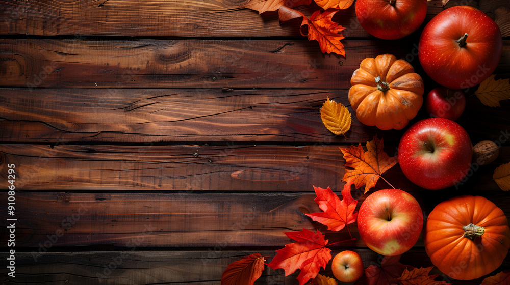 Autumn Pumpkin Background on Wood...generative ai Autumn Pumpkin Background on Wood...generative ai