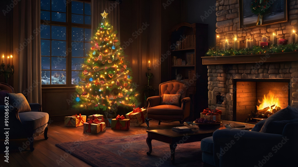 christmas tree with fireplace christmas tree with fireplace