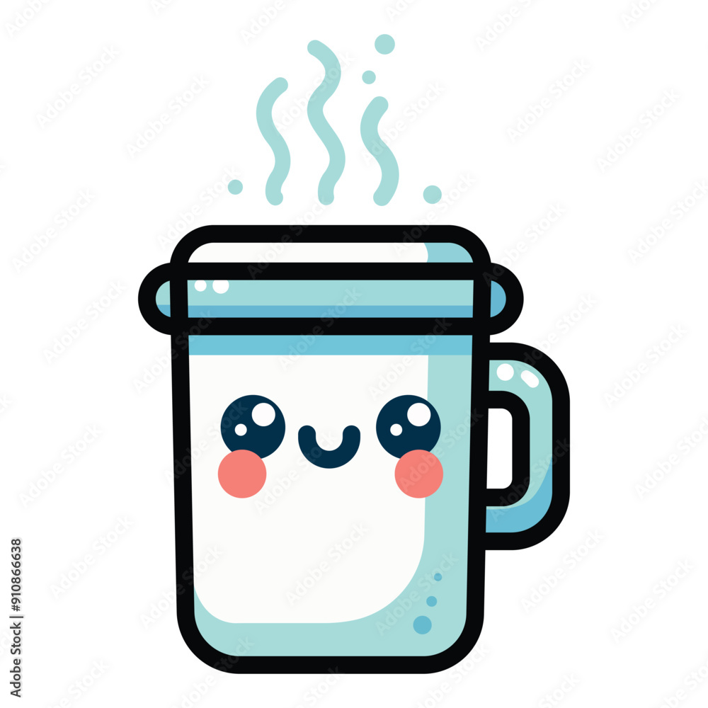 Christmas kawaii hot drink cup flat icon Christmas kawaii hot drink cup flat icon