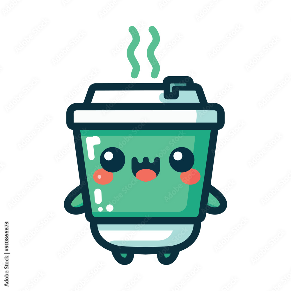 Christmas kawaii hot drink cup flat icon Christmas kawaii hot drink cup flat icon