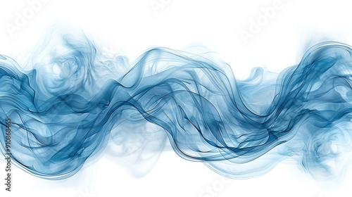 Wisps of blue smoke, isolated on a white background, detailed and realistic. Generative AI.