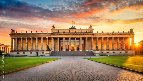 The Altes Museum in the Golden Hour: A Symphony of Light and Stone  generative AI
