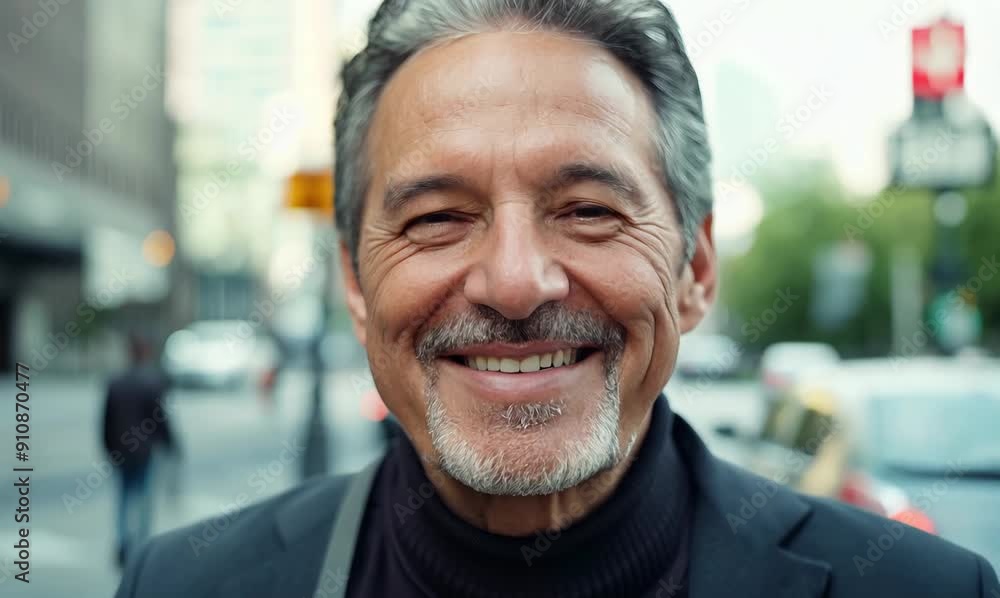 Portrait of a smiling senior man on the streets of the city Portrait of a smiling senior man on the streets of the city