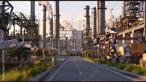 Wallpaper Mural Oil refinery factory. Factory with chimney Torontodigital.ca