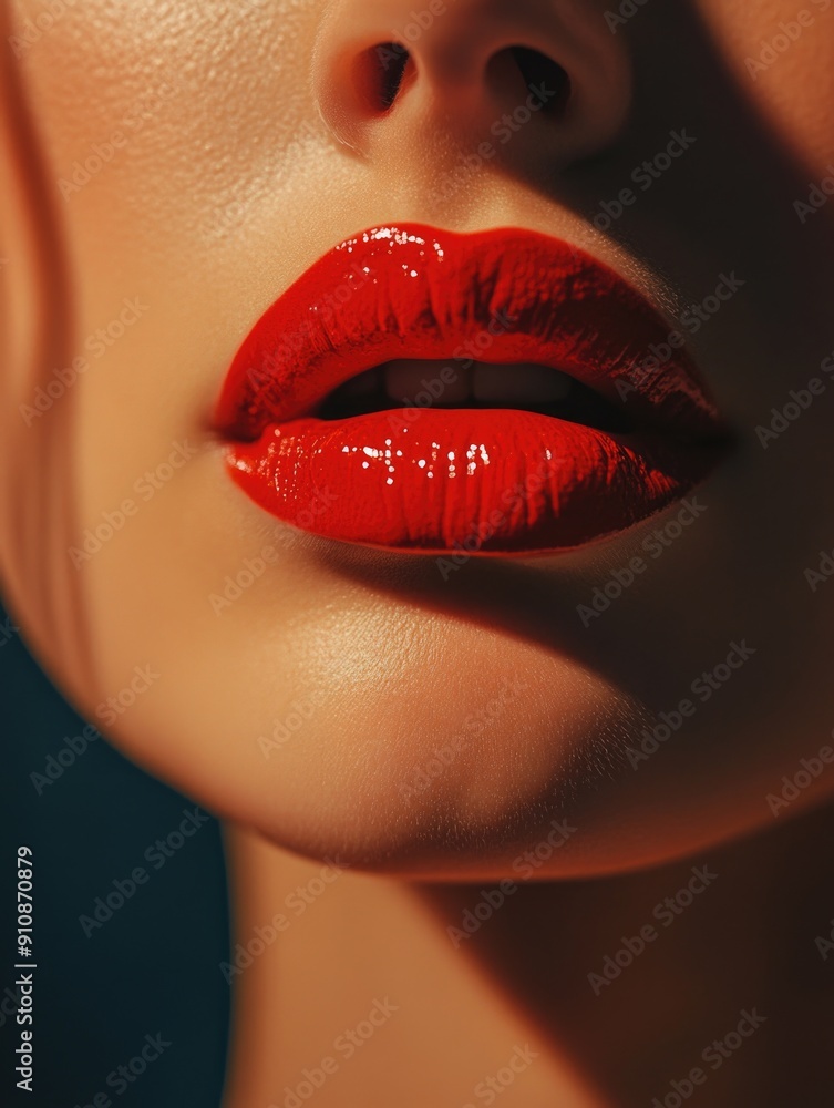 Obraz premium Woman's Lips with Red Lipstick