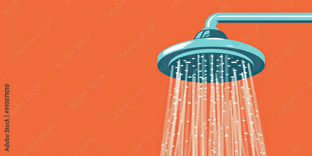 Shower head with flowing water. Shower head with flowing water.