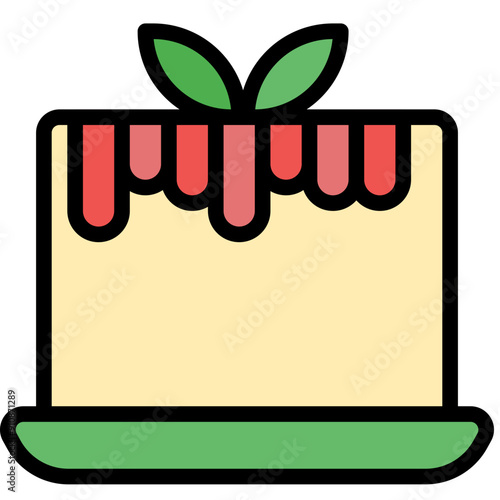 Cheesecake Icon in Filled Line Style