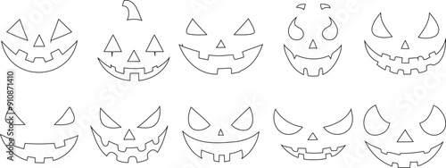 Halloween pumpkin face line art