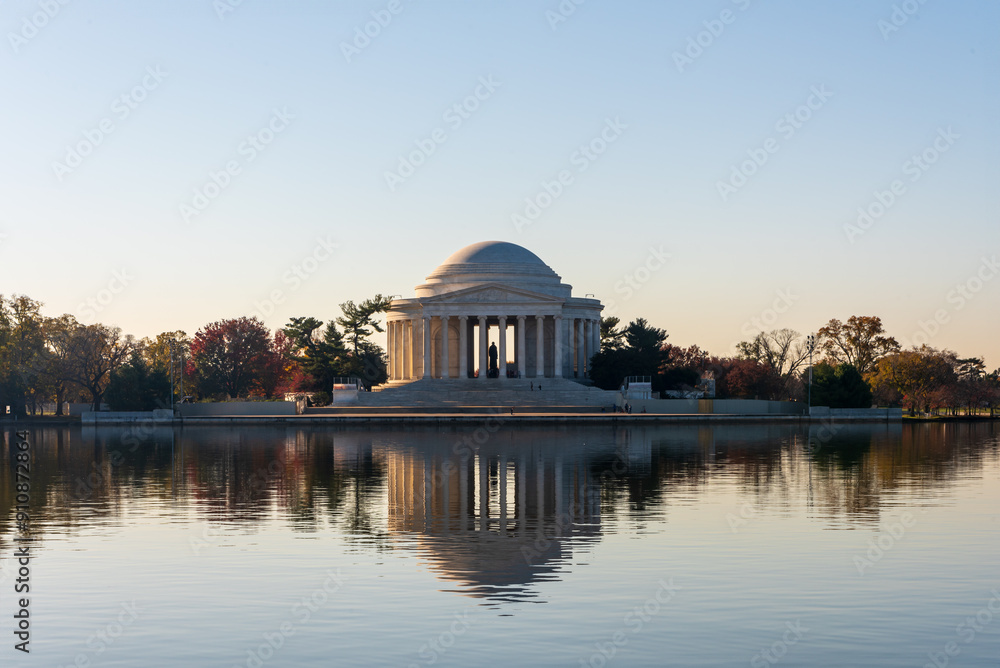 View of Jefferson Memorial with reflection on the Tidal Basin, Washington DC View of Jefferson Memorial with reflection on the Tidal Basin, Washington DC