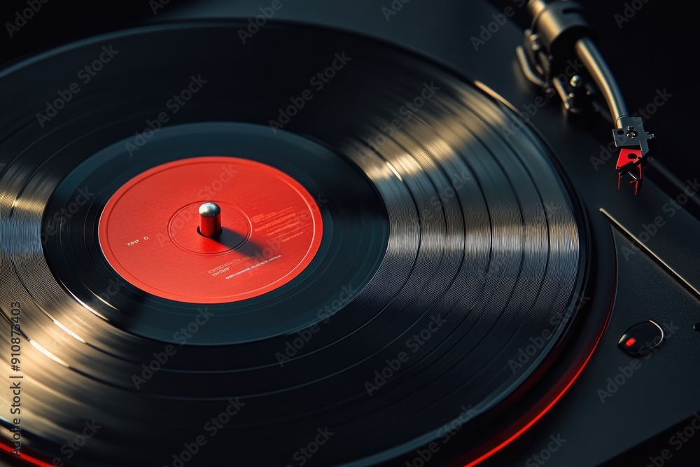 Record on Turntable Close-up Record on Turntable Close-up