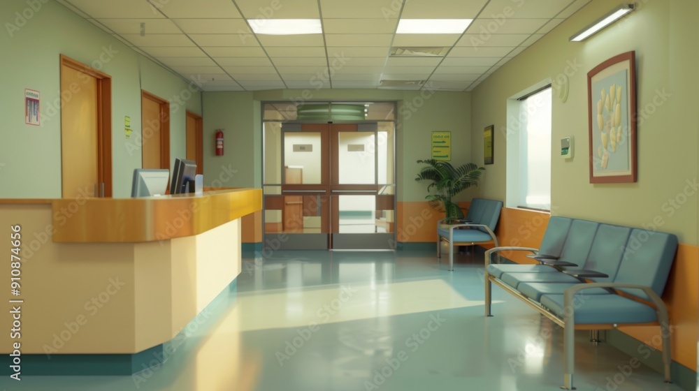 Spacious Hospital Lobby with Reception and Waiting Area, Real Photo Style, Modest Color Scheme, High Definition Details Spacious Hospital Lobby with Reception and Waiting Area, Real Photo Style, Modest Color Scheme, High Definition Details