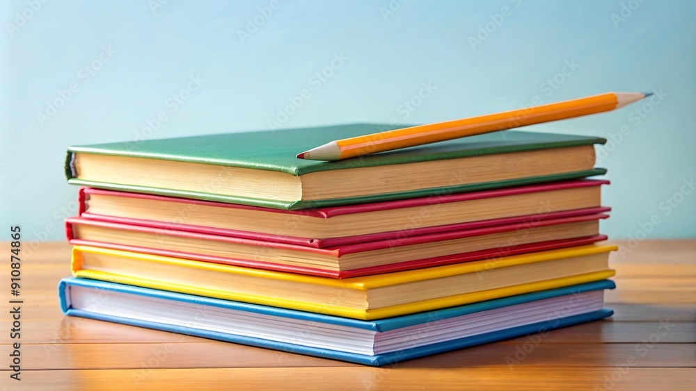 A Stack of Colorful Textbooks with a Pencil and Eraser generative AI A Stack of Colorful Textbooks with a Pencil and Eraser generative AI