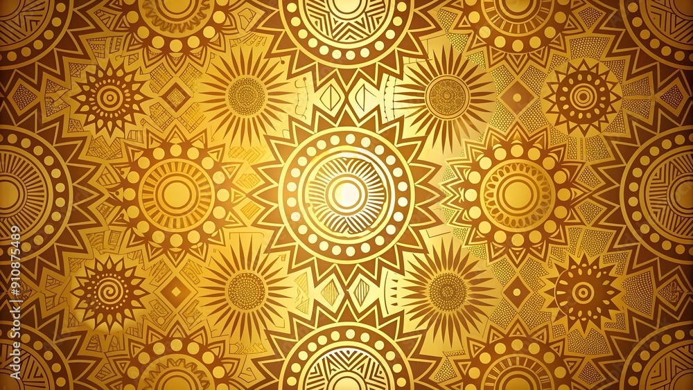 Sunburst Symphony: A Geometric African Pattern in Golden Hues Generative AI Sunburst Symphony: A Geometric African Pattern in Golden Hues Generative AI
