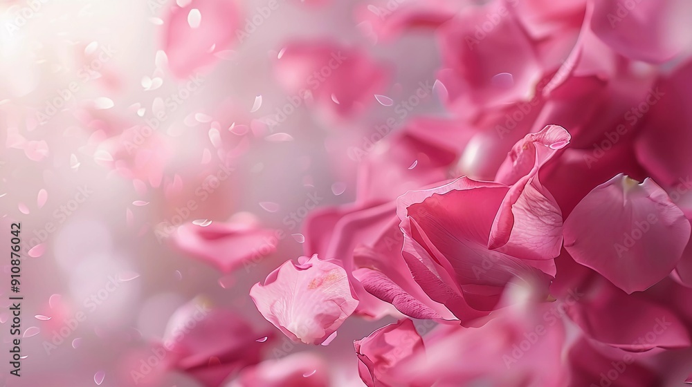 Rose Petal Cascade, graceful movement of falling rose petals in shades of pink Rose Petal Cascade, graceful movement of falling rose petals in shades of pink