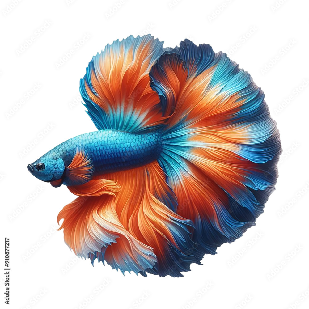 Fototapeta premium Vibrant Orange and Blue Betta Fish