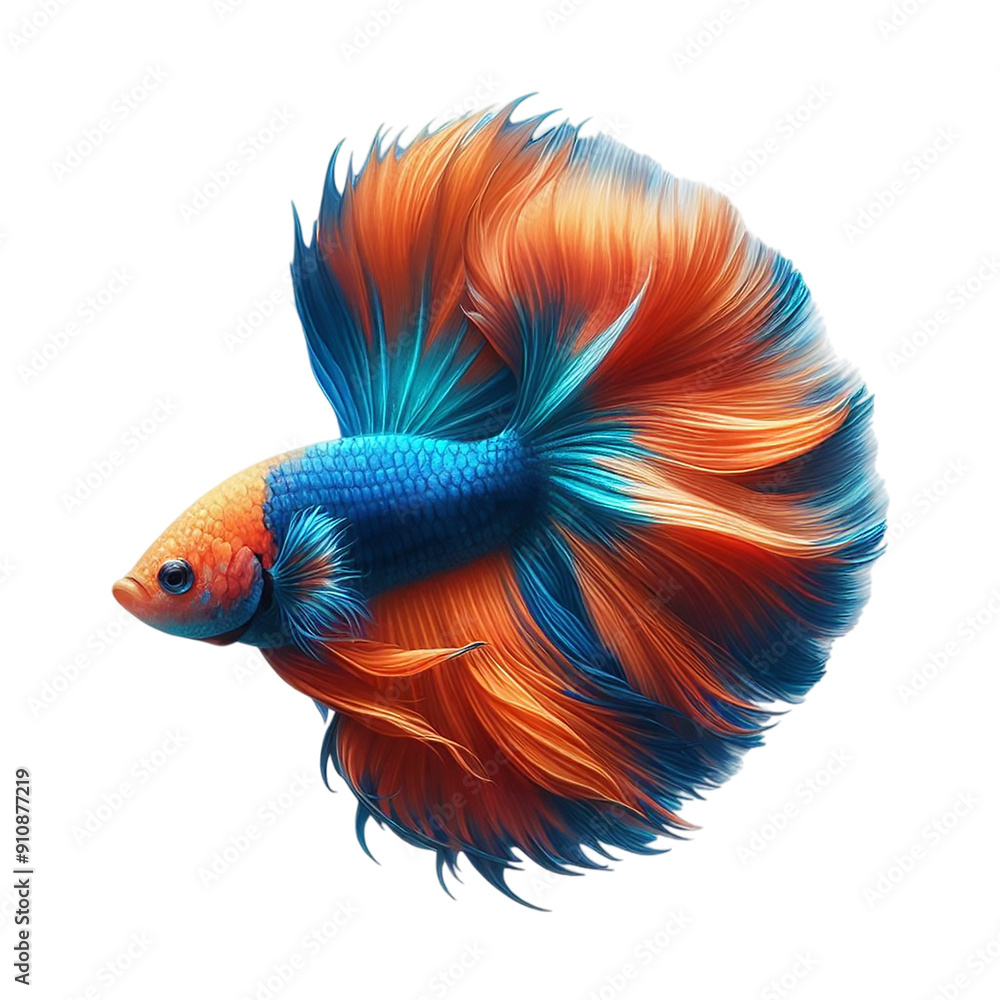 Fototapeta premium Vibrant Orange and Blue Betta Fish