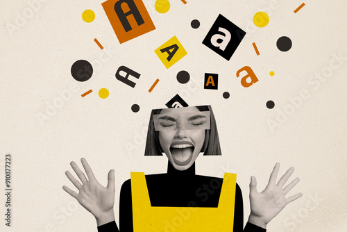 фотографія Creative trend collage of funny screaming female angry argument unhappy weird fr