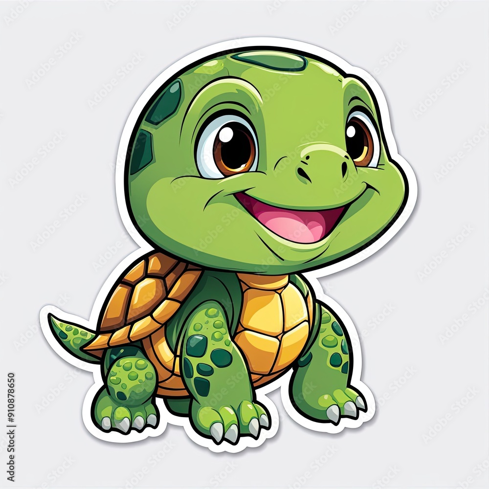 Fototapeta premium Cute Cartoon Turtle with Big Smile.