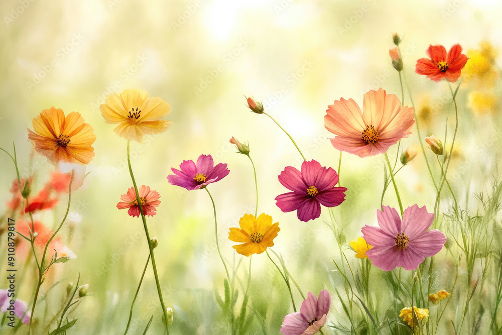 Beautiful Wildflowers in Bloom on a Sunny Day with Soft Focus Background Beautiful Wildflowers in Bloom on a Sunny Day with Soft Focus Background