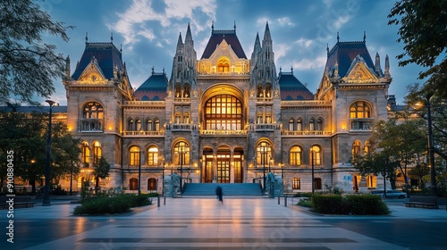 Budapest, Hungary: The Ethnographic Museum, formerly the Palace of Justice, designed by Hungarian architect Hauszmann and completed in 1896.