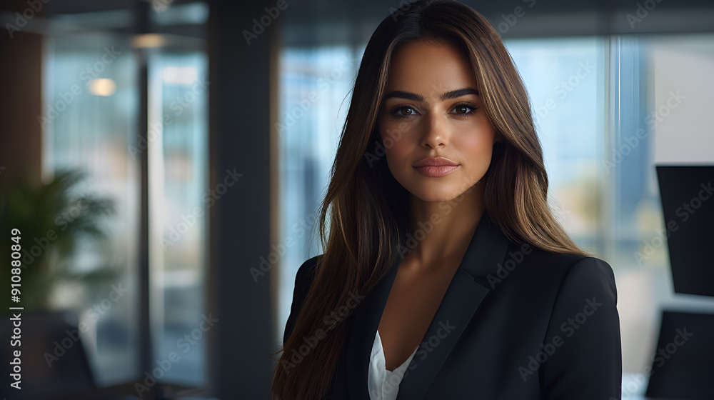 Confident Female Manager in Modern Office Setting Confident Female Manager in Modern Office Setting