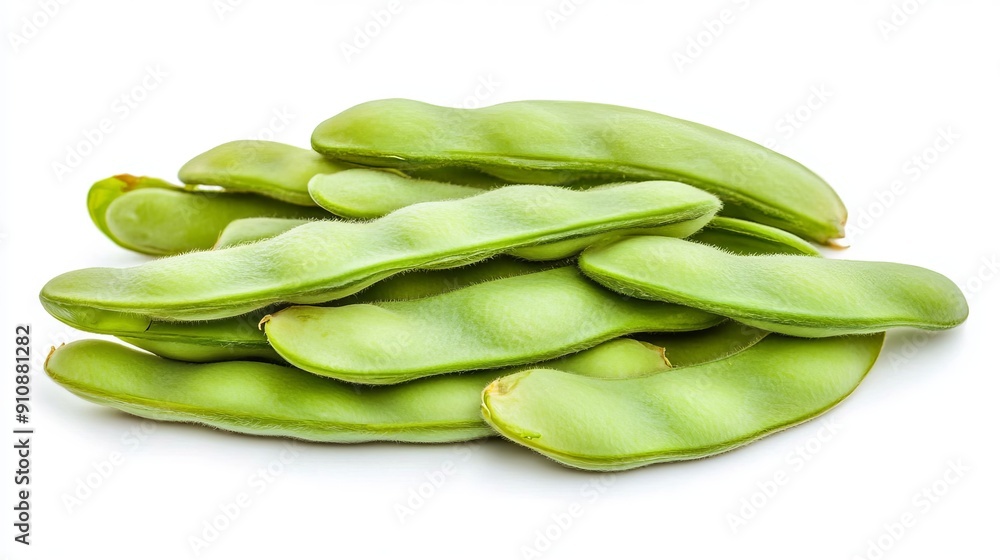 Lima beans vegetables against a white background, from Satara, Maharashtra, India.