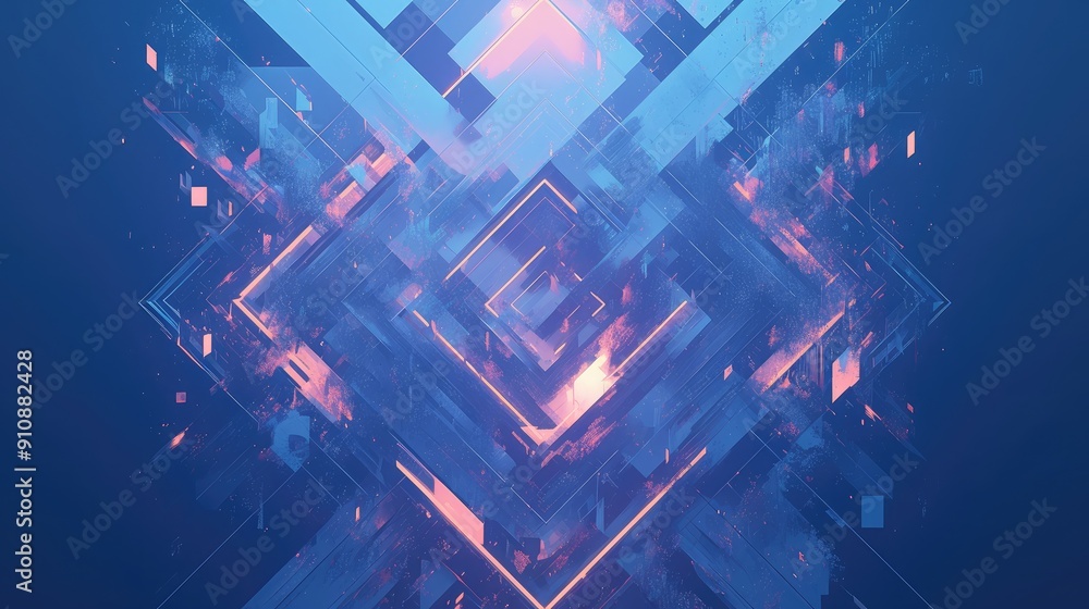 Floating 3D geometric patterns with neon accents, futuristic look Floating 3D geometric patterns with neon accents, futuristic look