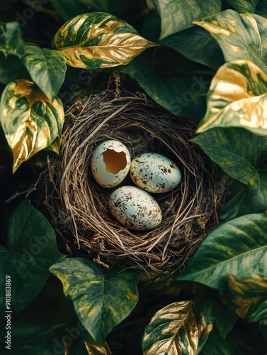 Bird Nest With Two Eggs photo