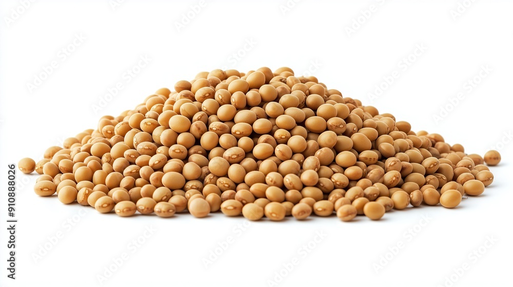 A bunch of dried soybeans on a white background A bunch of dried soybeans on a white background