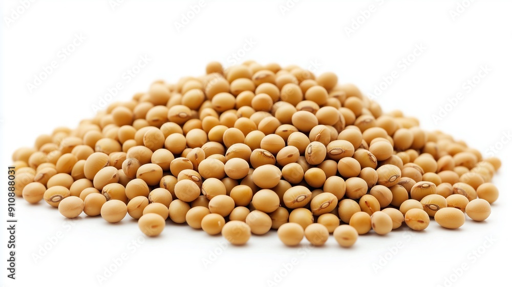 A bunch of dried soybeans on a white background A bunch of dried soybeans on a white background