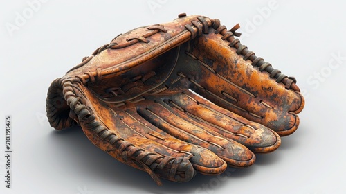 Softball glove, 3D illustration, realistic, isolated on white background