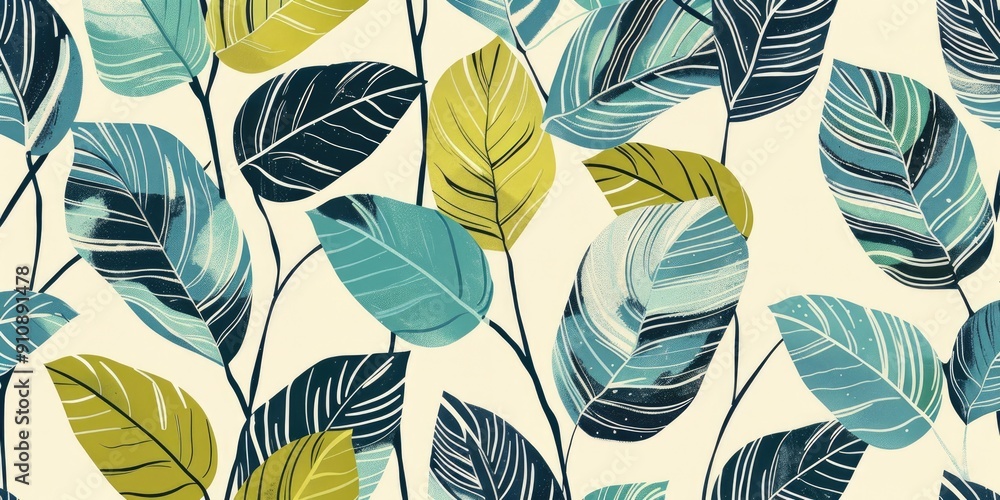 Obraz premium Modern Botanical Pattern with Leaves