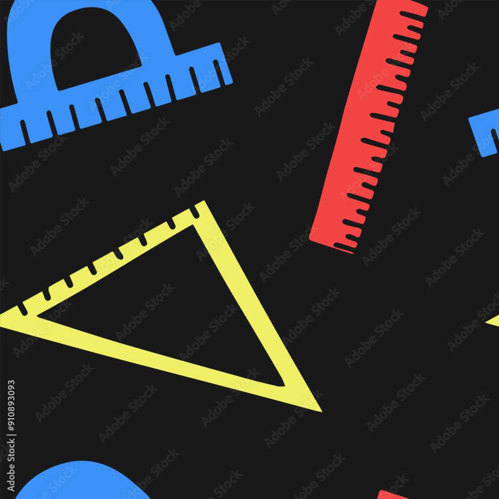 Back to school seamless vector chaotic pattern featuring rulers isolated on blue background Back to school seamless vector chaotic pattern featuring rulers isolated on blue background