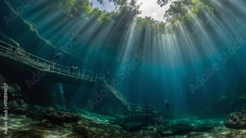 Cenote angelita mexico cave diving extreme adventure photo