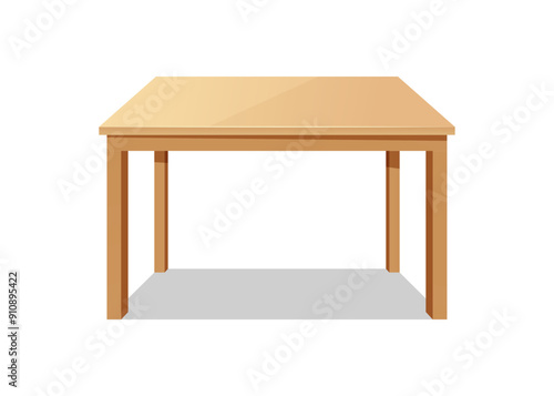 Wooden table vector isolated on white background.